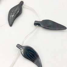 Load image into Gallery viewer, Hematite Carved Leaf Bead Strand | 30x12x4mm | Black | 13 Beads |