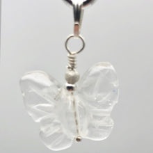Load image into Gallery viewer, Flutter Carved Quartz Butterfly Sterling Silver Pendant | 1 1/4" Long| Clear | - PremiumBead Alternate Image 2