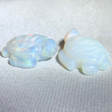 Load image into Gallery viewer, 2 Carved Clear Opaline Sea Turtle Beads | 21.5x18x8mm | Milky opaline flash - PremiumBead Primary Image 1