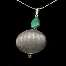 Load image into Gallery viewer, Hypersthene and Malachite Sterling Silver Goddess Pendant | 2 Inch|Silver Green|