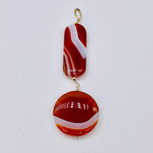 Load image into Gallery viewer, Sardonyx Large Round and Rectangle Pendant| 3 1/2" Long | Red/Orange/White |
