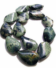 Load image into Gallery viewer, Green Kambaba Jasper Focal Teardrop Bead Strand 108901 - PremiumBead Primary Image 1