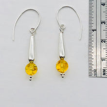 Load image into Gallery viewer, Amber Sterling Silver Bead Earrings | 1 1/2" Long | Yellow | 1 Pair |