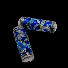 Load image into Gallery viewer, Flowers 2 Enameled Beads 20mm Tube Beads 10517