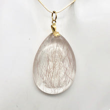 Load image into Gallery viewer, Reverse Carved Quan Yin Goddess Rutilated Quartz 14Kgf Pendant | 40x29x8mm | - PremiumBead Alternate Image 3