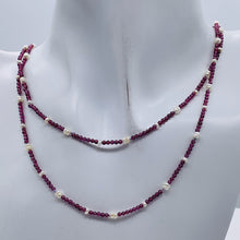 Load image into Gallery viewer, Garnet and Pearl Hand Knotted on Silk Necklace / Bracelet | 29" / 7.5" | 1 each|