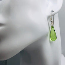 Load image into Gallery viewer, Amber Faceted Sterling Silver Earrings | 2 1/4" Long | Green | 1 Pair |