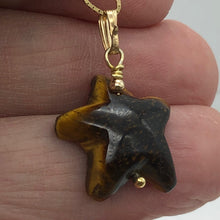 Load image into Gallery viewer, Tiger Eye Starfish Pendant Necklace | Semi Precious Stone | 14k gf Pendant - PremiumBead Alternate Image 3