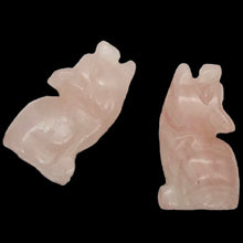 Load image into Gallery viewer, Howling New Moon 2 Carved Rose Quartz Wolf Coyote Beads | 21x11x8mm | Pink