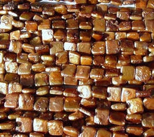 Load image into Gallery viewer, Rare Burning Bronze Square Coin FW Pearl Strand 105218 - PremiumBead Alternate Image 2
