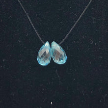 Load image into Gallery viewer, Pair (2) Rare Natural Blue Zircon Faceted 9x4.5-8.2x4mm Briolette Beads 5095C - PremiumBead Alternate Image 10