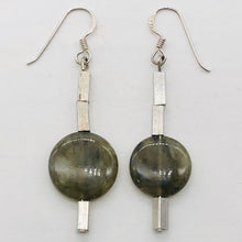 Load image into Gallery viewer, Unique Labradorite Disc and Sterling Silver Earrings 300015