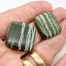 Load image into Gallery viewer, Jasper Zebra Stone Square | 25x25x7mm | Green White | 2 Bead(s)