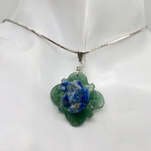 Load image into Gallery viewer, Ribbit Lapis Frog On Aventurine Lily Pad Sterling Silver Pendant | 1 1/4" Long |