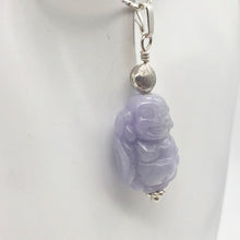 Load image into Gallery viewer, Hand Carved Lavender Jade Buddha Pendant with Silver Findings | 1 5/8" Long - PremiumBead Alternate Image 3