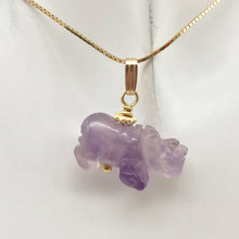 Load image into Gallery viewer, Hand Carved Rhino Amethyst Rhinoceros and 14k Gold Filled Pendant 509275AMLG - PremiumBead Alternate Image 8