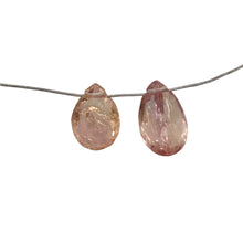 Load image into Gallery viewer, Natural Imperial Topaz Faceted Briolette Beads | 7x4mm | Pink/Orange | 2 Beads |