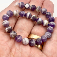 Load image into Gallery viewer, Amethyst Banded Round Bead Strand | 8mm | Purple/White | 52 Bead(s)