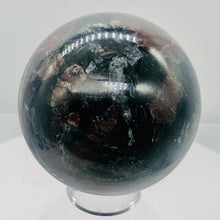 Load image into Gallery viewer, Astrophyllite Garnet Scry Sphere Round | 3" | Red/Black | 1 Sphere |