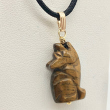Load image into Gallery viewer, Tiger's Eye Wolf Pendant Necklace | Semi Precious Stone Jewelry | 14k Pendant