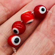 Load image into Gallery viewer, Lampwork Glass Eye 14" Strand Round | 8 mm | Red | 46 Beads |