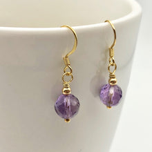 Load image into Gallery viewer, Royal Natural Amethyst 22K Gold Over Solid Sterling Earrings 310453C - PremiumBead Primary Image 1