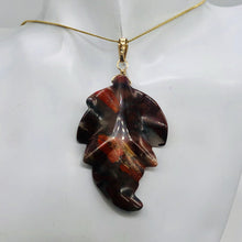 Load image into Gallery viewer, Carved Brecciated Jasper Leaf & 14Kgf Pendant | 2 3/4" long | Red | Leaf |