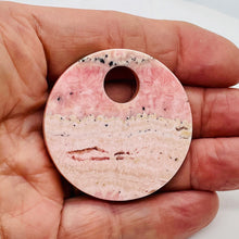 Load image into Gallery viewer, 1 Natural Lacy Pink Rhodochrosite 50mm Pi Circle Pendant