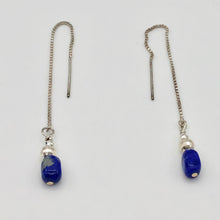 Load image into Gallery viewer, Lapis Lazuli and Sterling Threader Earrings 303272B - PremiumBead Alternate Image 3