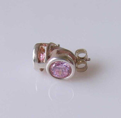 Shine Round 5mm Pink Cubic Zircon 925 Sterling Silver Stud Earrings 10154Jb - PremiumBead Primary Image 1
