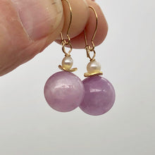 Load image into Gallery viewer, Kunzite and Pearl 14K Gold Filled Drop Earrings | 1" Long | Lavender |