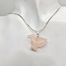 Load image into Gallery viewer, Rose Quartz Dove Pendant Necklace | Semi Precious Stone Jewelry | Silver