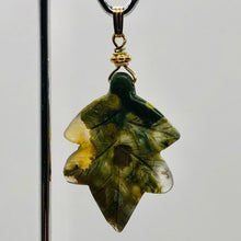 Load image into Gallery viewer, Ryolite Rain Tree Jasper 14K Gold Filled Leaf | 2" Long | Green | 1 Pendant