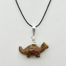 Load image into Gallery viewer, Tigereye Diplodocus Dinosaur with Sterling Silver Pendant 509259TES | 25x11.5x7.5mm (Diplodocus), 5.5mm (Bail Opening), 7/8" (Long) | Golden - PremiumBead Alternate Image 4