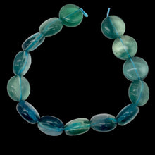 Load image into Gallery viewer, Rare Gem Quality Natural Blue Fluorite 15x8mm Coin 8 Inch Strand | 13 Beads |
