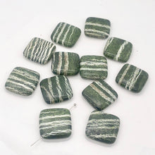 Load image into Gallery viewer, Jasper Zebra Stone Square | 25x25x7mm | Green White | 2 Bead(s)