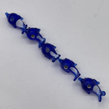 Load image into Gallery viewer, 5 Hand Made Glass Lampwork Blue Dolphin Beads 9497