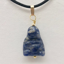 Load image into Gallery viewer, Namaste Hand Carved Sodalite Buddha and 14K Gold Filled Pendant, 1.5" Long - PremiumBead Alternate Image 5