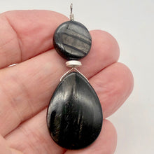 Load image into Gallery viewer, Hypersthene Briolette and Oval Sterling Silver Pendant | 2 1/4" Long |