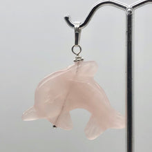 Load image into Gallery viewer, Rose Quartz Carved Dolphin Sterling Silver Pendant | 1.5 Inch | Pink |