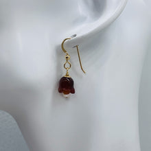Load image into Gallery viewer, Carnelian Pearl 14K Gold Filled Earrings | 1 1/8" Long | Red /White | 1 Pair |