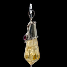 Load image into Gallery viewer, Carved Topaz Ruby Sterling Silver Pendant | 1 3/4" Long | Golden Red | 1 Pendant