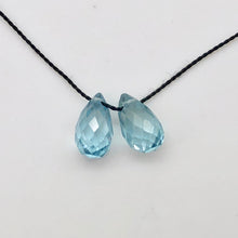 Load image into Gallery viewer, Pair (2) Rare Natural Blue Zircon Faceted 7x4.5-6.5x4mm Briolette Beads 5095A - PremiumBead Primary Image 1