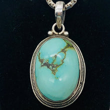 Load image into Gallery viewer, Turquoise Sterling Silver Native Oval Pendant | 2" Long | Blue/Silver |1 Pendant