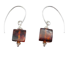 Load image into Gallery viewer, Amber Sterling Silver Cube Bead Earrings | 1 1/2" Long | Red | 1 Pair |