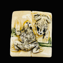 Load image into Gallery viewer, Mommy Baby Frog Square Pendant Bead | 35x30x6mm | Black White | 1 Bead |