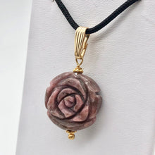 Load image into Gallery viewer, Pretty in Pink! Rhodonite Rose and 14K Gold FilledPendant | 20mm | 1.5" Long - PremiumBead Alternate Image 4