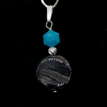 Load image into Gallery viewer, Hypersthene, Turquoise Drop Sterling Silver Pendant| 1 1/2" Long| Silvery, Blue|