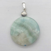 Load image into Gallery viewer, Wavy! One Aqua Green Hemimorphite Disc Sterling Silver Pendant | 1 3/4" long |