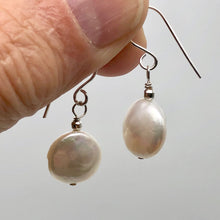 Load image into Gallery viewer, Creamy White Coin FW Pearl Drop/Dangle | 1 1/4" Long | White | 1 Earrings